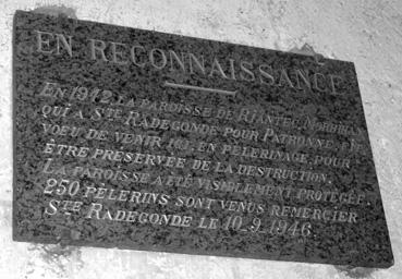 Iconographie - L'église Sainte-Radegonde - Remerciements de habitants de Riantec
