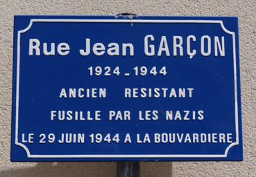 Iconographie - Saint-Emilien-de-Blain - Plaque de rue "Jean Garçon"