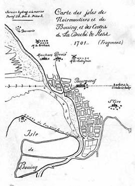 Iconographie - Carte des Isles de Noirmoutiers et de Bouing, et des costes de la Duché de Retz, 1701