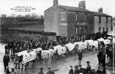 Iconographie - Procession de la Mission 1923 - Le char à boeufs