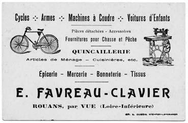 Iconographie - Carte du magasin E. Favreau - Clavier