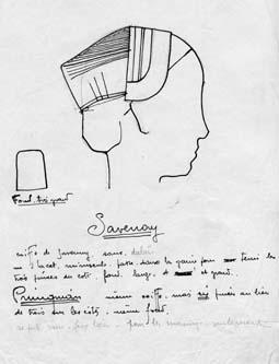 Iconographie - Notes et croquis de la coiffe de Savenay et Prinquiau