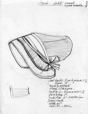 Iconographie - Croquis d'une "dorlotte" (coiffe)