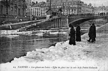 Iconographie - Les glaces en Loire, effet de glace sur la cale de la Petite-Hollande