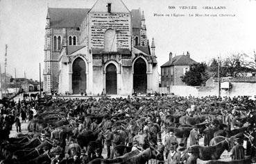 Iconographie - Place de l'église - Le marché aux chevaux