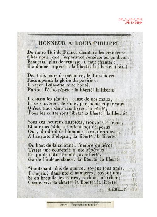 Partition - Honneur à Louis-Philippe