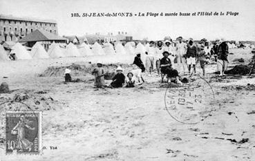 Iconographie - La plage à marée basse et l'Hôtel de la Plage