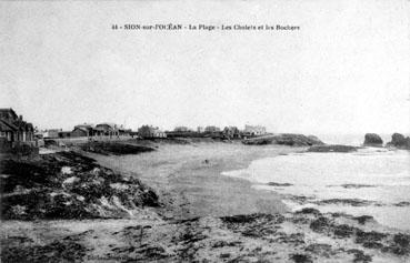 Iconographie - La Plage - Les chalets et les rochers