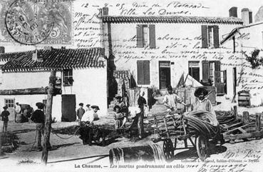 Iconographie - La Chaume - Les marins goudronnant un câble