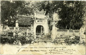 Iconographie - Annam - Vieille pagode avec sujets de pierres