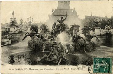 Iconographie - Monument des Girondins - Groupe Nord - Jeux d'eau