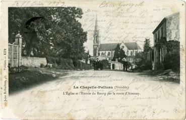 Iconographie - L'église et l'entrée du bourg par la route d'Aizenay