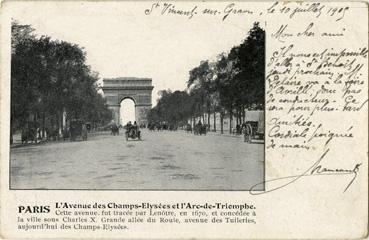 Iconographie - L'avenue des Champs-Elysées et l'Arc de Triomphe
