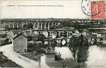 Iconographie - La Vienne, les ponts Saint-Martial, National et Viaduc