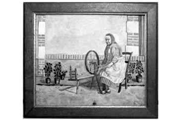 iconographie - Adèle Garat, route de la pibole, filant au rouet