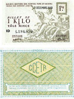 Iconographie - Billet de 1 kilo de tôle mince