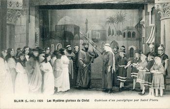 Iconographie - Les mystères glorieux du Christ, Blain 1926 - Guérison d'un paralytique par Saint-Pierre