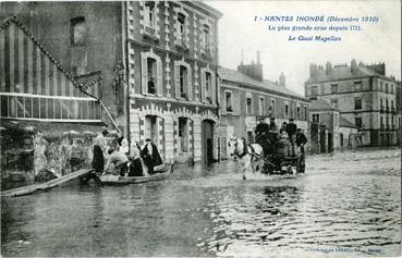 Iconographie -   Nantes inondé (décembre 1910) -  Le quai Magellan