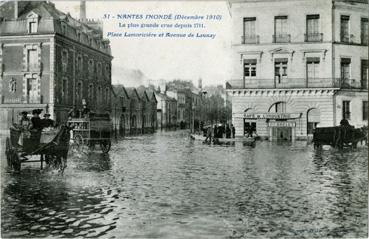 Iconographie - Nantes inondé (décembre 1910) - Place Lamoricière et avenue de Launay