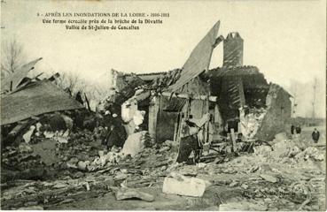 Iconographie - Après les inondations de la Loire (1910-1911) - Une ferme écroulée près de la brèche de la Divatte