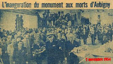 Iconographie - Coupure de presse pour l'inauguration du monument aux Morts, oeuvre d'Albert Deman
