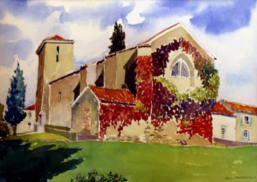 Iconographie - Aquarelle, L'église, d'après Joël Maudonnet