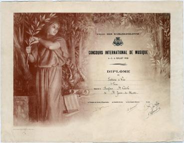 Iconographie - Concours international de musique, diplôme