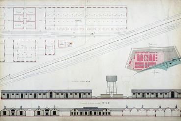 Iconographie - Plan masse du sud de la manufacture (racccordement ferroviaire) (projet)