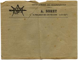 Iconographie - En-tête d'enveloppe de l'entreprise de charpente A. Soret