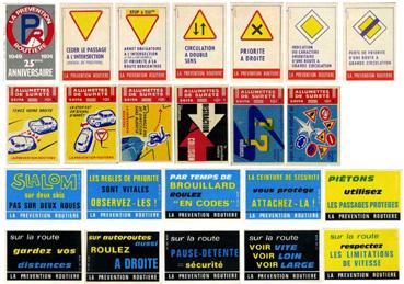 Iconographie - Présentation de boites d'allumettes, série "prévention routière"