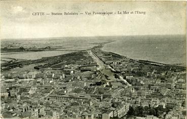 Iconographie - Cette - Station balnéaire - Vue panoramique - La mer et l'étang