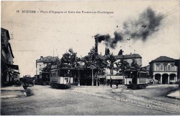 Iconographie - Place d'Espagne et gare des tramways électriques