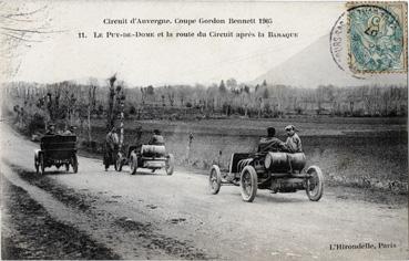 Iconographie - Circuit d'Auvergne - Coupe Gordon Bennett - Le Puy-de-Dome et la route du circuit après Baraque