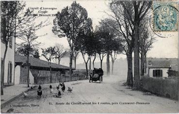 Iconographie - Circuit d'Auvergne - Coupe Gordon Bennett - Route du circuit avant les 4 routes