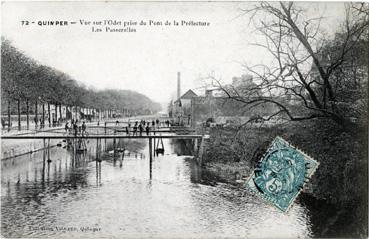 Iconographie - Vue sur l'Odet prise du pont de la Préfecture - Les passerelles
