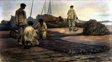 Iconographie - Pêcheurs ramendant des filets, d' Achille Granchi Taylor (1857-1921)