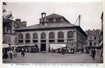 Iconographie - Les halles un jour de marché (Ruer et Mony, arch.)