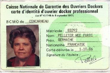 Iconographie - carte de docker pro de Mme Pelleter