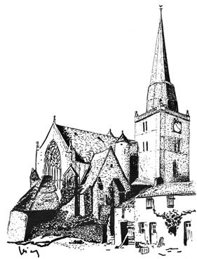 Iconographie - La vieille église paroissiale et la chapelle de la Marronnière, vers 1900