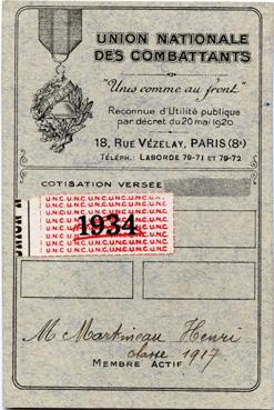 Iconographie - Carte Union national des Combattants