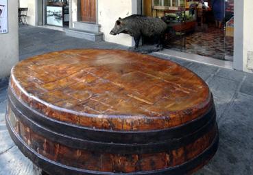 Iconographie - Greve in Chianti - Ancien billot de la boucherie Antica Macelleria Falorni 