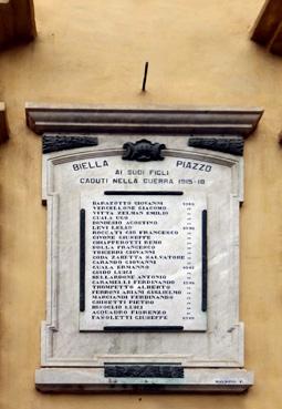 Iconographie - Biella - Plaque aux Morts de 1914-1918