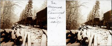 Iconographie - En Argonne - Camions sous la neige