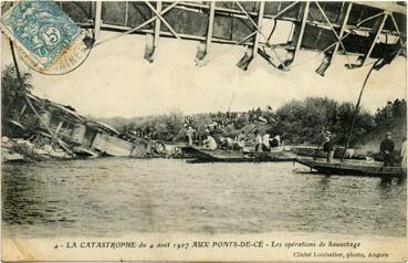 Iconographie - Catastrophe des Ponts de Cé - Les opérations de sauvetage