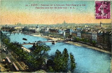Iconographie - Panorama sur la Seine vers Notre-Dame et la Cité