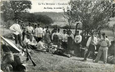 Iconographie - La vie militaire - Cavalerie - Au camp, la cuisine