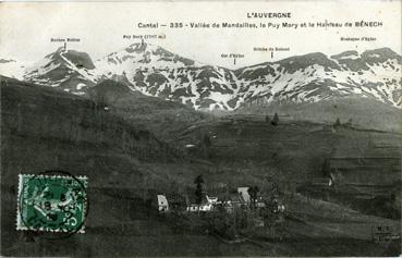 Iconographie - Vallée de Mandailles, le Puy Mary et le hameau de Bénech
