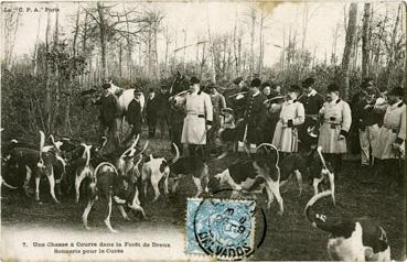 Iconographie - Une chasse à courre dans la forêt de Dreux - Sonnerie pour la curée