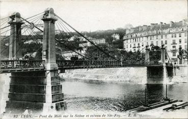 Iconographie - Pont du Midi sur la Saône et coteau de Sainte-Foy