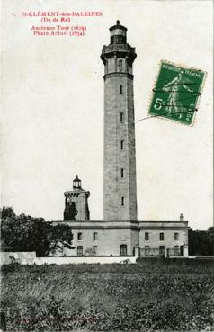 Iconographie - St-Clément-des Baleines - Ancienne tour (1679) phare actuel (1854)